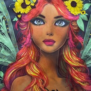 Pink and Yellow Fantasy Illustration with Sunflower Accents